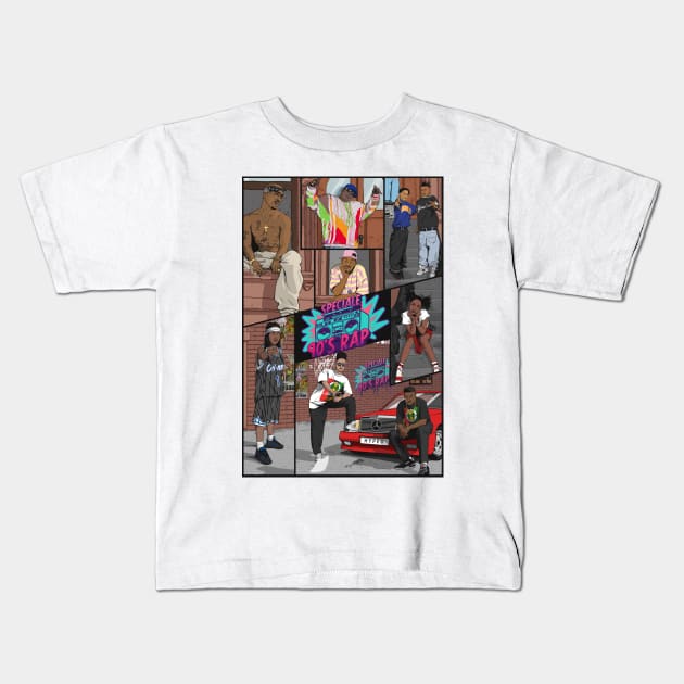 90s rap Kids T-Shirt by BokkaBoom